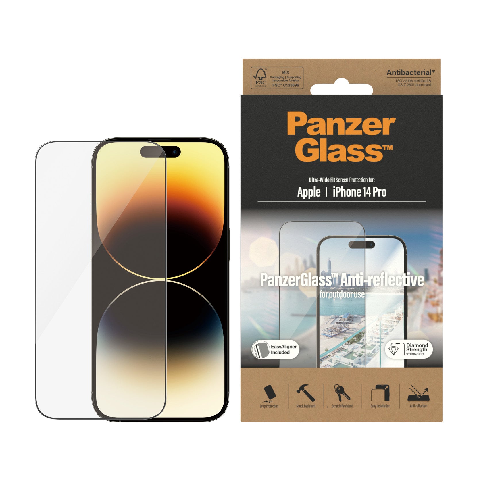 PanzerGlass Displayschutzglas – für Apple iPhone 14 Pro – Hartglas, Transparent