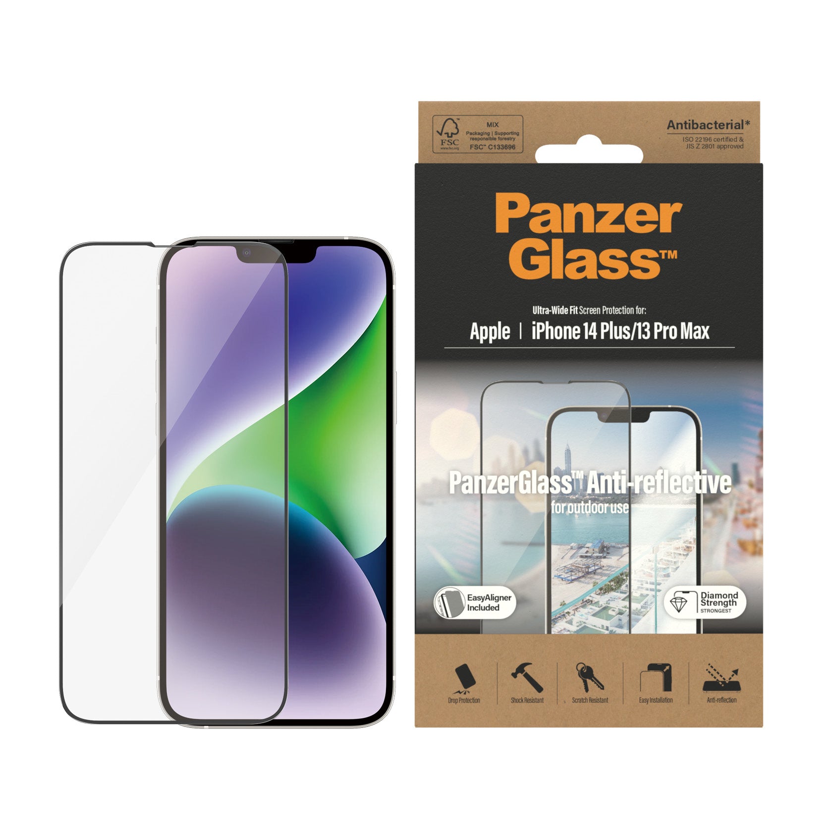 PanzerGlass Displayschutz (Panzerglas) – für iPhone 14 Plus/iPhone 13 Pro Max – mit Applikator