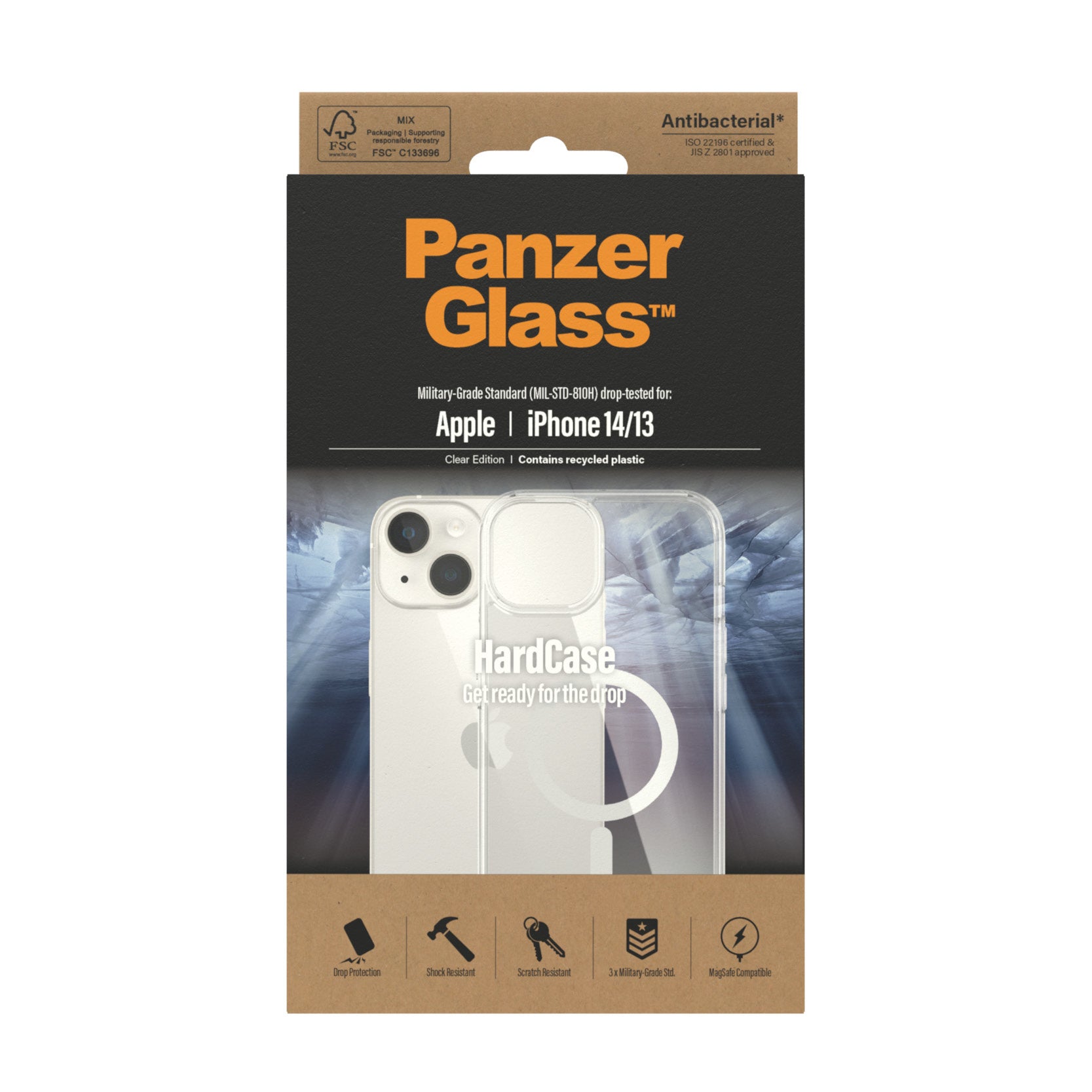 PanzerGlass HardCase Backcover – für Apple iPhone 14/13, Kunststoff, Transparent, bis 3,6 m sturzsicher