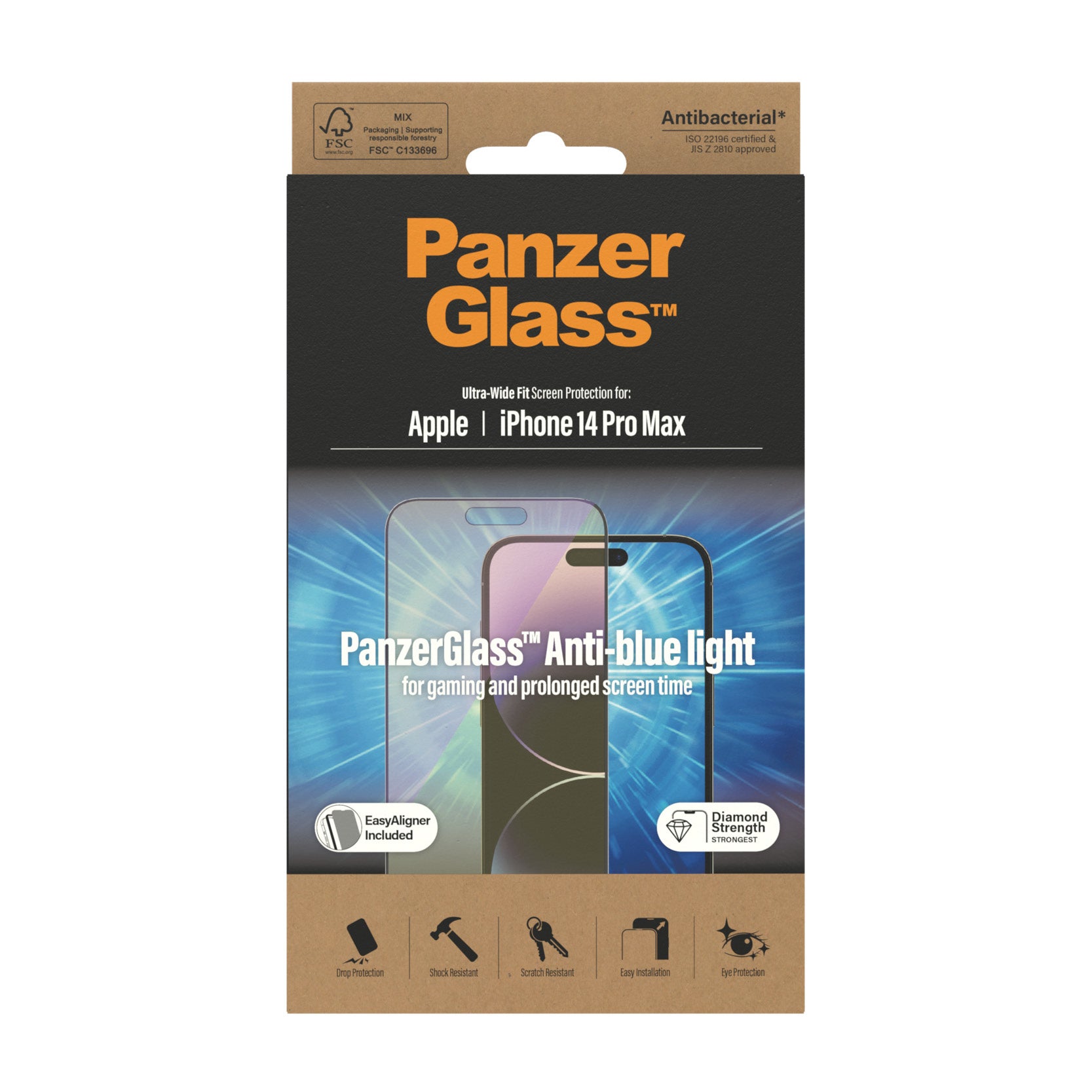 PanzerGlass Displayschutz (Panzerglas), Ultra-Wide Fit – für iPhone 14 Pro Max – mit Applikator