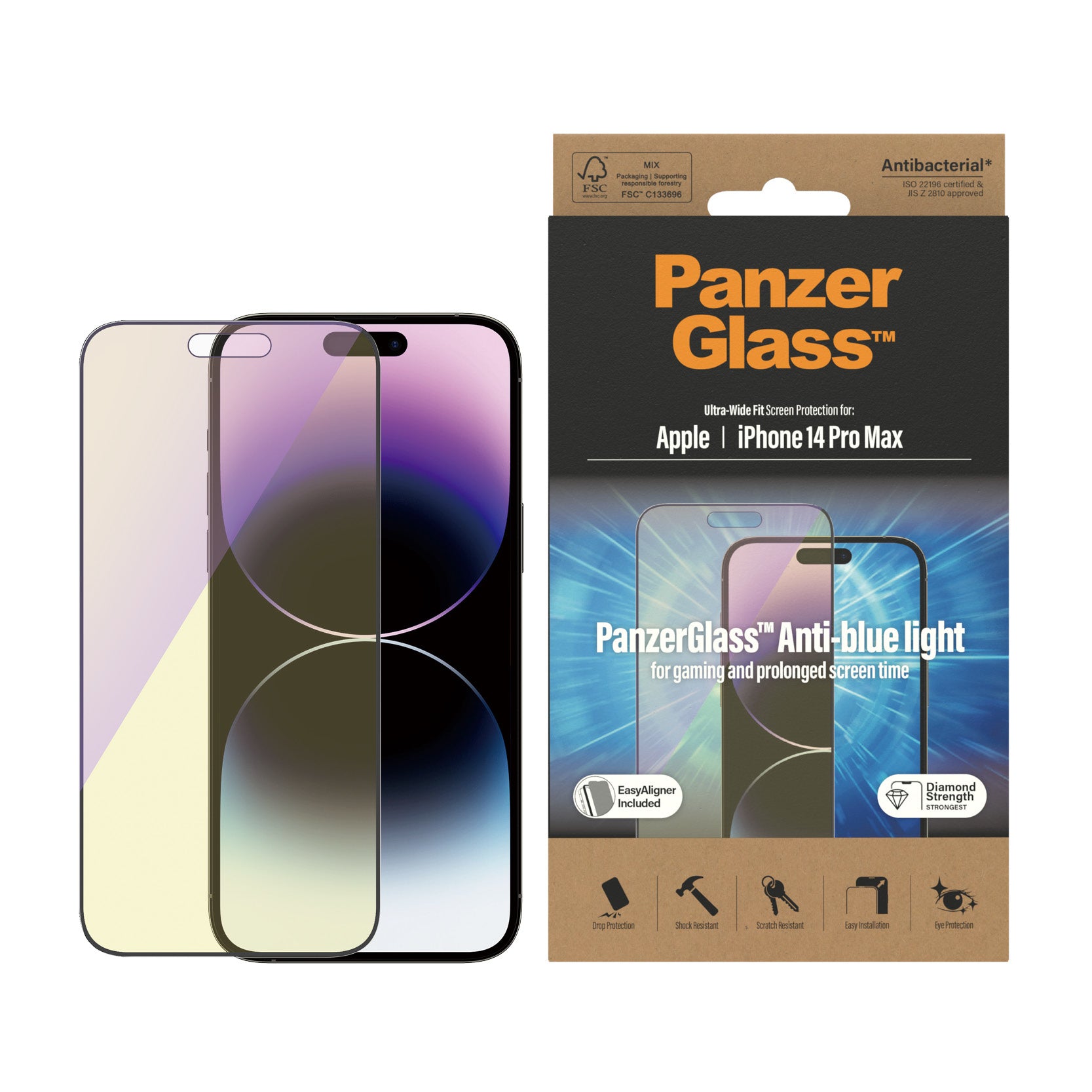 PanzerGlass Displayschutz (Panzerglas), Ultra-Wide Fit – für iPhone 14 Pro Max – mit Applikator