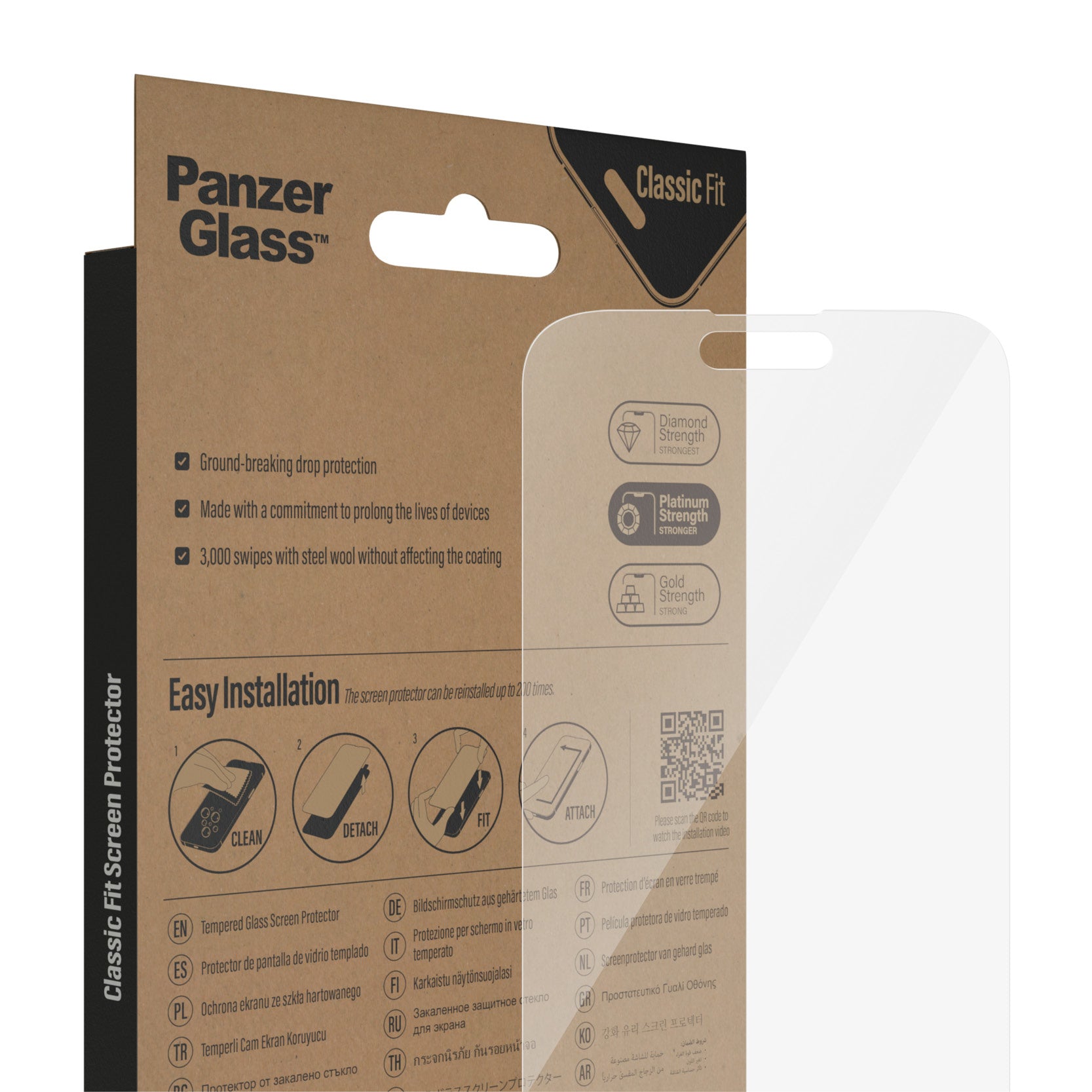 PanzerGlass Displayschutzglas – für Apple iPhone 14 Pro Max, kratzresistent, anti-Fingerprint, Hartglas