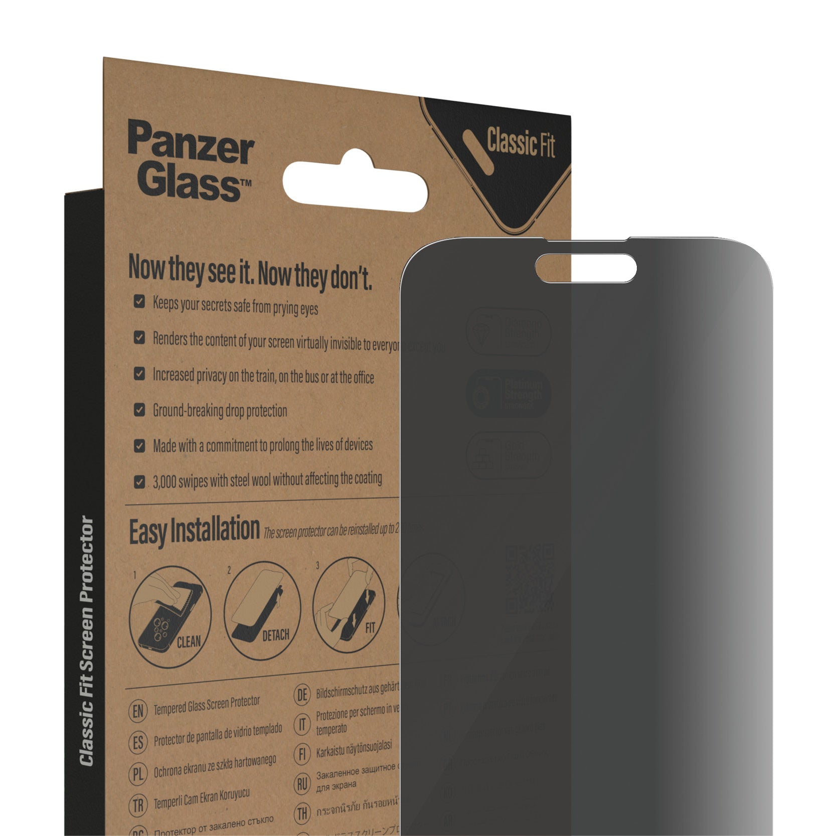 PanzerGlass Privacy-Filter (Panzerglas), Case Friendly – für iPhone 14 Pro Max