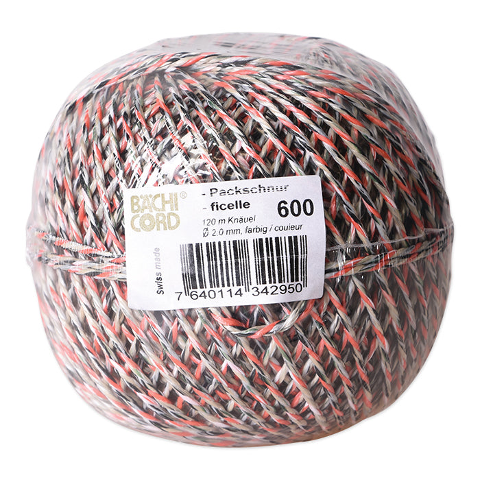 Baechi Cord Bächi-Cord – Kordel Recycelte Faser, mehrfarbig Ø 2 mm × 120 m
