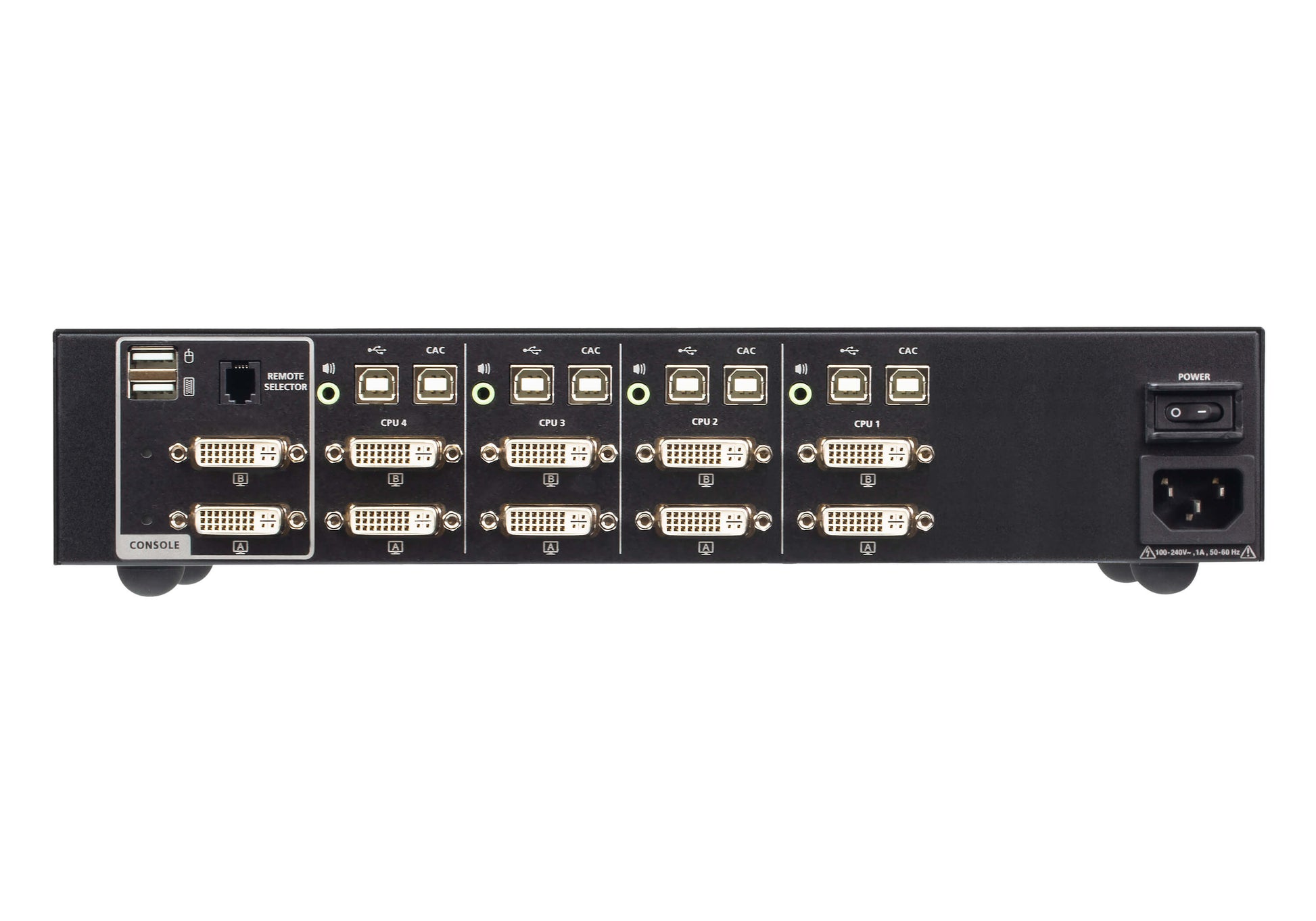 ATEN CS1144D4C – 4-Port DVI Dual-View Secure KVM-Switch – 3840 × 2160, USB 2.0-Hub, Audio, NIAP/PP v4.0