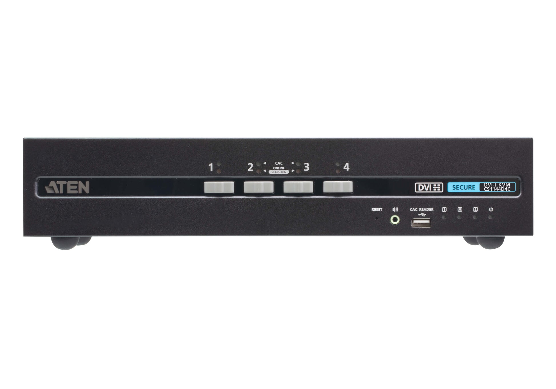 ATEN CS1144D4C – 4-Port DVI Dual-View Secure KVM-Switch – 3840 × 2160, USB 2.0-Hub, Audio, NIAP/PP v4.0