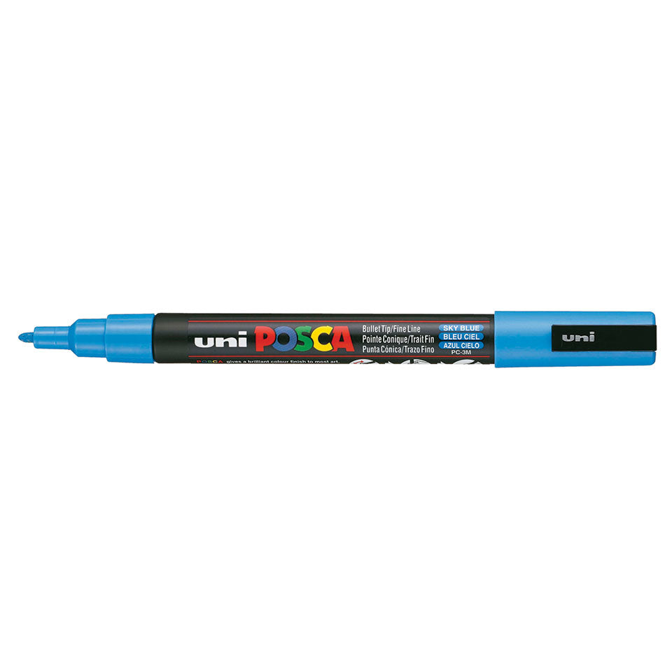 Uni-Ball POSCA Kreativ-/Pigmentmarker – Rundspitze 0,9–1,3 mm, himmelblau, deckend, wasserfest – für viele Oberflächen