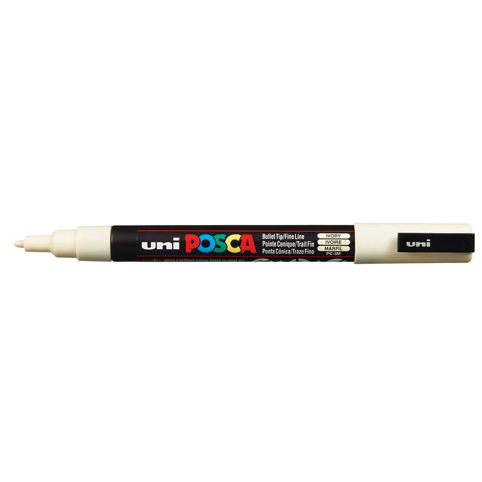 Uni-Ball POSCA PC-3M Acrylmarker – Rundspitze 0,9 mm – Elfenbein – für Karton, Keramik und Stoff