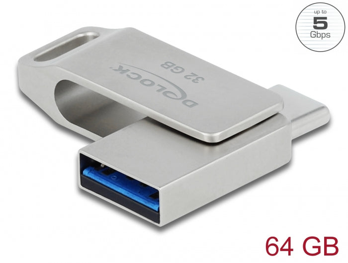 Delock Travel Kit 3 Premium Edition – 64 GB USB-Stick, 3-in-1-Kabel