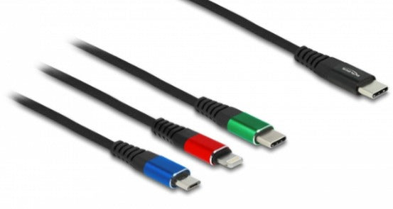 DeLOCK Multi-Kabel – 3-in-1 USB-C auf USB-C/Micro-USB/Lightning 0,3 m – für iPhone/Android