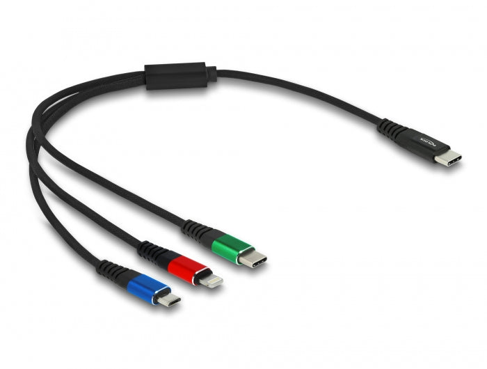 DeLOCK Multi-Kabel – 3-in-1 USB-C auf USB-C/Micro-USB/Lightning 0,3 m – für iPhone/Android
