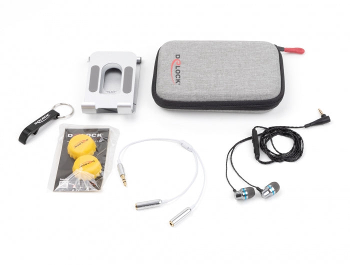 DeLOCK Travel Kit 1 Sound Edition In-Ear Headset – 3,5 mm Klinke, Grau