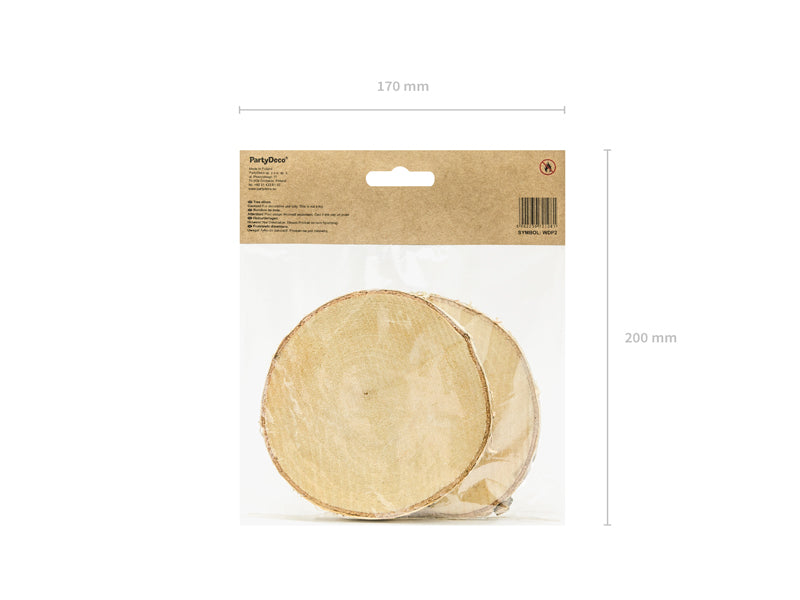 PartyDeco Untersetzer – 2er Set, Ø 12 cm, Holz, Braun