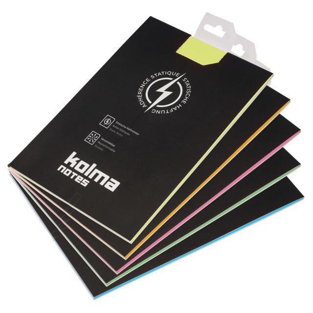 Kolma Haftnotizen – 148×210 mm – sortiert, 10×50 Blatt, elektrostatisch, recyclingfähig