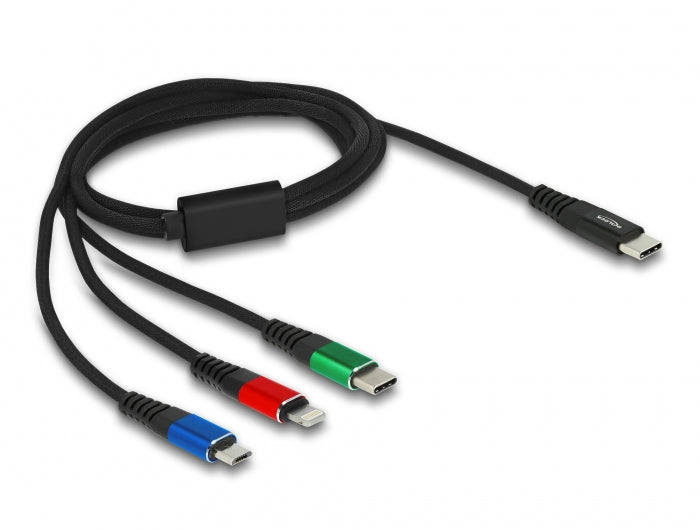 DeLOCK Multi-Kabel – 3-in-1 USB-C auf USB-C/Micro-USB/Lightning 1 m – für iPhone/Android