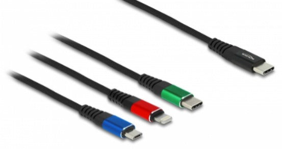 DeLOCK Multi-Kabel – 3-in-1 USB-C auf USB-C/Micro-USB/Lightning 1 m – für iPhone/Android