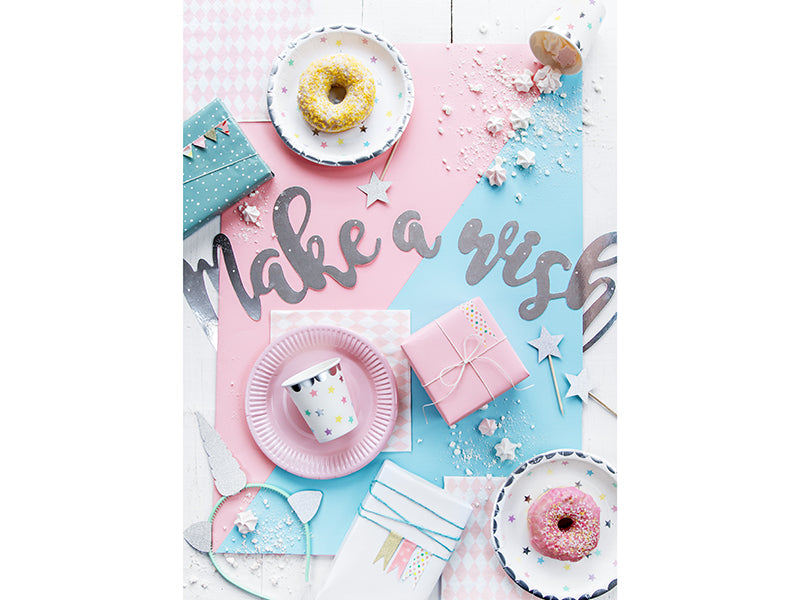 PartyDeco Teller, Papier – Ø 18 cm, Einhorn Sterne – 6 Stk.