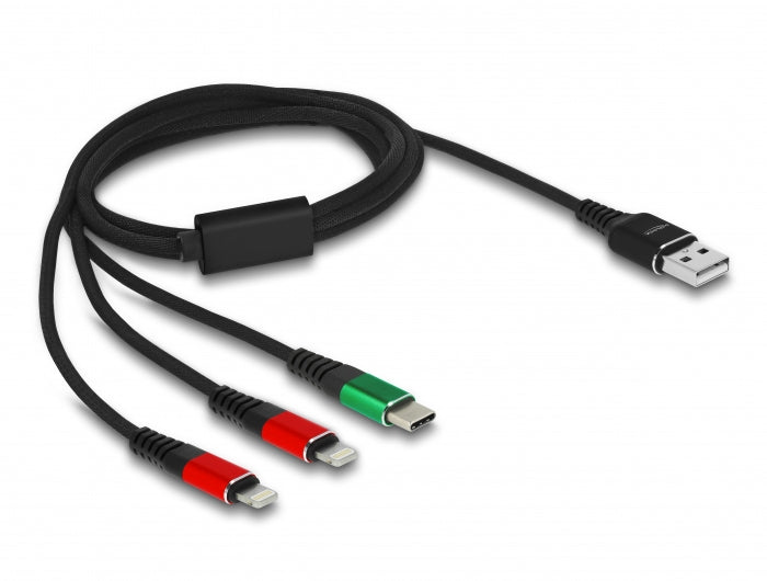 DeLOCK Multi-Kabel – 3-in-1 USB-A auf USB-C/Lightning 1 m – für iPhone/Android