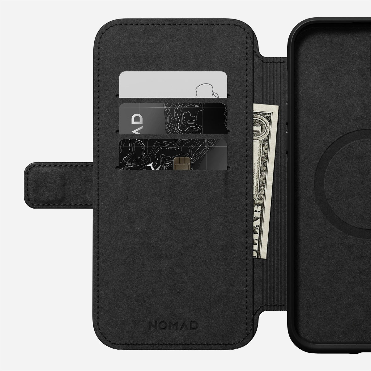 Nomad Moderne Wallethülle – für Apple iPhone 14 Plus, 3 Kartenfächer, Leder, Rost