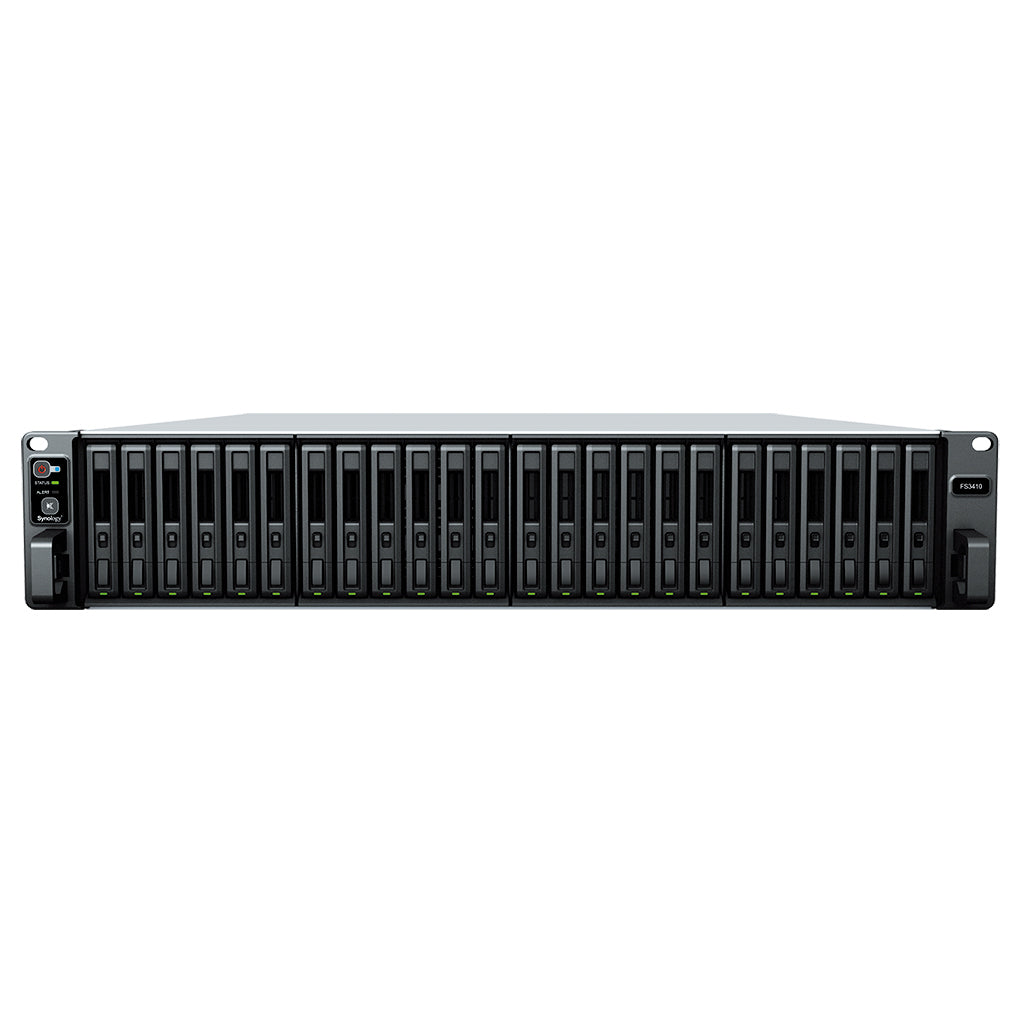 Synology FS3410 – 24-Bay Rack 2U NAS – Intel Xeon D-1541, 16 GB RAM, 10GbE, DSM, für 2,5" SSD, SATA