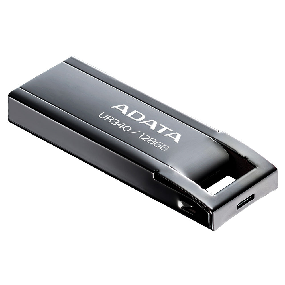 ADATA UR340 USB-Stick 128 GB – USB-A USB 3.2 Gen 2, 100 MB/s Lesen, mit Kappe, Metall, Schwarz