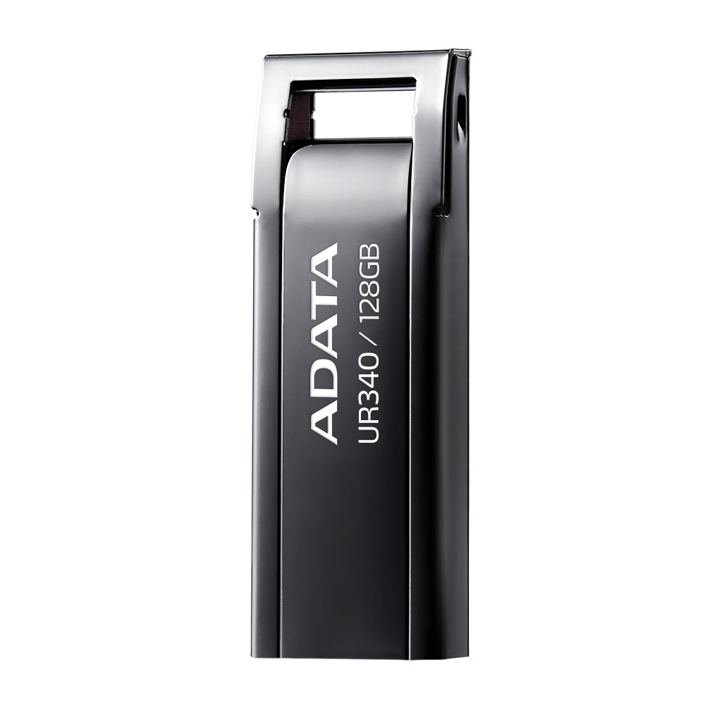 ADATA UR340 USB-Stick 128 GB – USB-A USB 3.2 Gen 2, 100 MB/s Lesen, mit Kappe, Metall, Schwarz