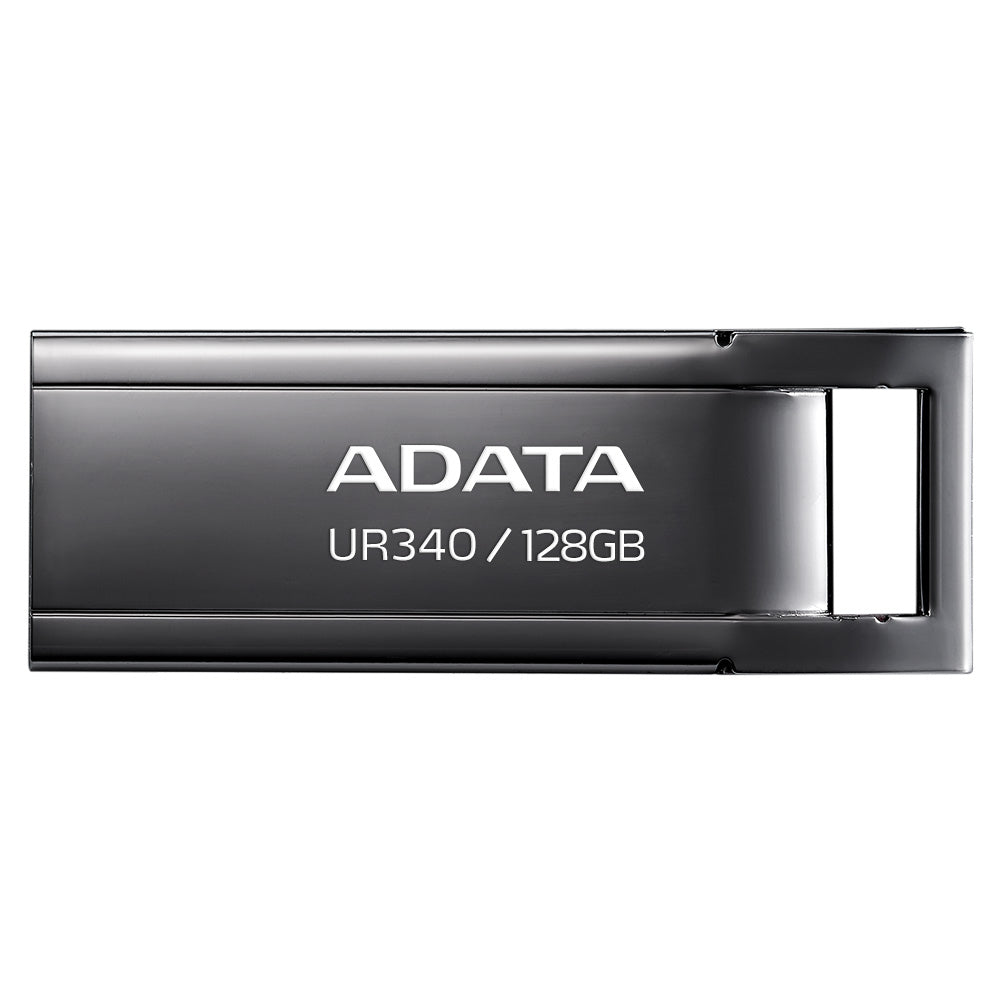 ADATA UR340 USB-Stick 128 GB – USB-A USB 3.2 Gen 2, 100 MB/s Lesen, mit Kappe, Metall, Schwarz