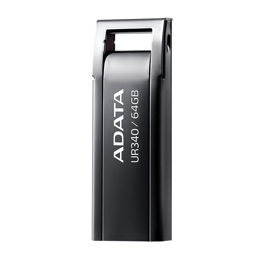 ADATA UR340 USB-Stick 64 GB – USB-A 3.2 Gen 2, 100 MB/s Lesen, mit Kappe, Metallgehäuse, Schwarz