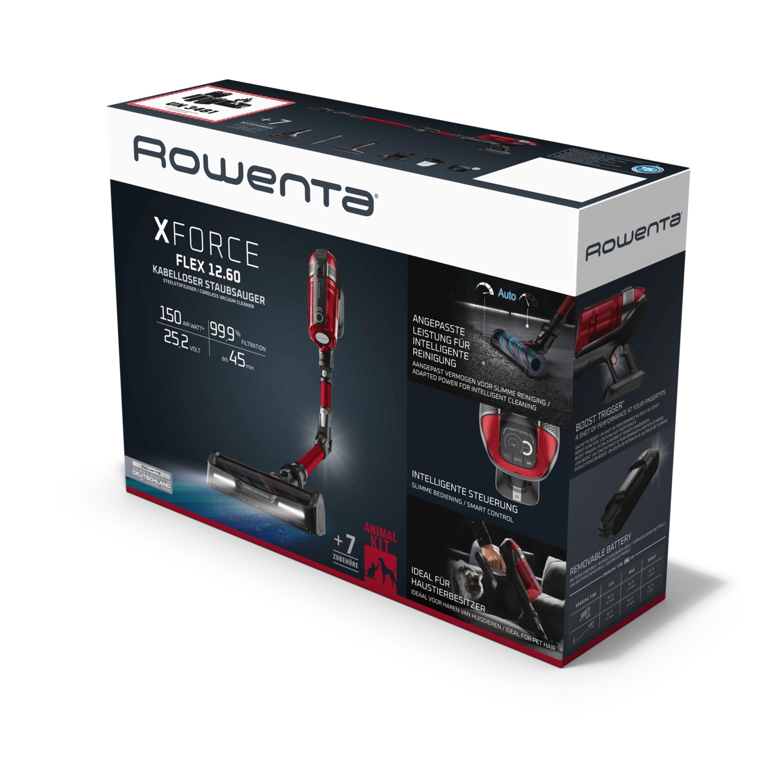 Rowenta Akkustaubsauger RH98A9WO, 2-in-1 – 45 min, 150 AW, Behälter 0,9 l