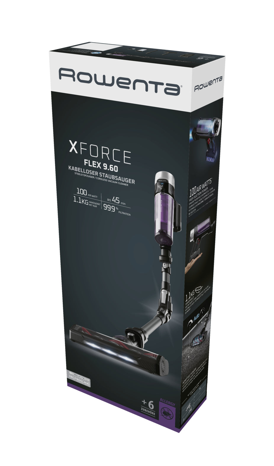 Rowenta Hand- und Stielstaubsauger X-Force 9.60 Allergy – 0,4 l, Akkubetrieb, 3 Stufen, 83 dB(A)