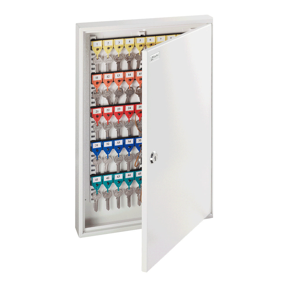 Rieffel KR-21.100 – Schlüsselkasten, für 100 Schlüssel, Zylinderschloss, Stahlblech, Weiss, 380 × 65 × 550 mm