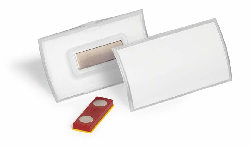 Durable Namensschild – 75 × 40 mm, Kunststoff, transparent, mit Magnet – 10 Stück