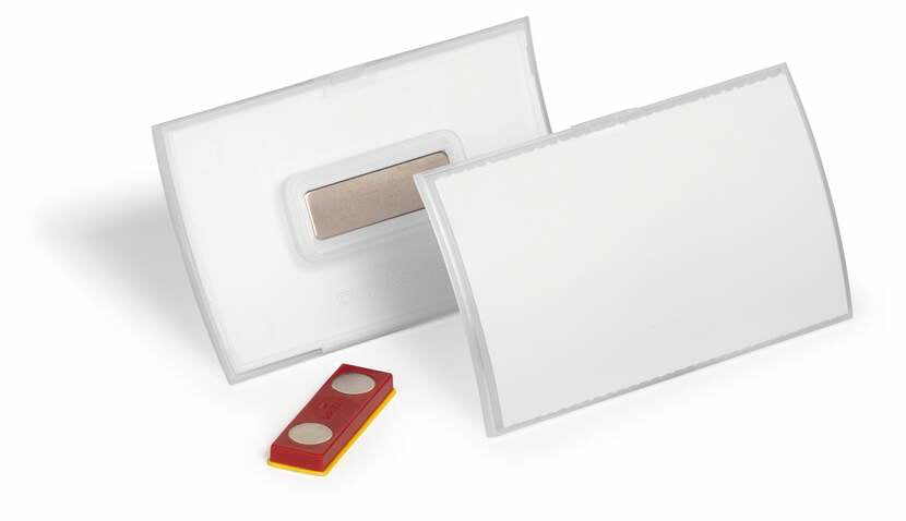 Durable Namensschild – 90 × 54 mm, Kunststoff, transparent, mit Magnet – 10 Stück