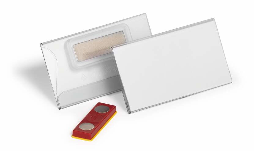 Durable Namensschild – 75 × 40 mm, transparent, Kunststoff, Magnetbefestigung, verdrehsicher – 25 Stk