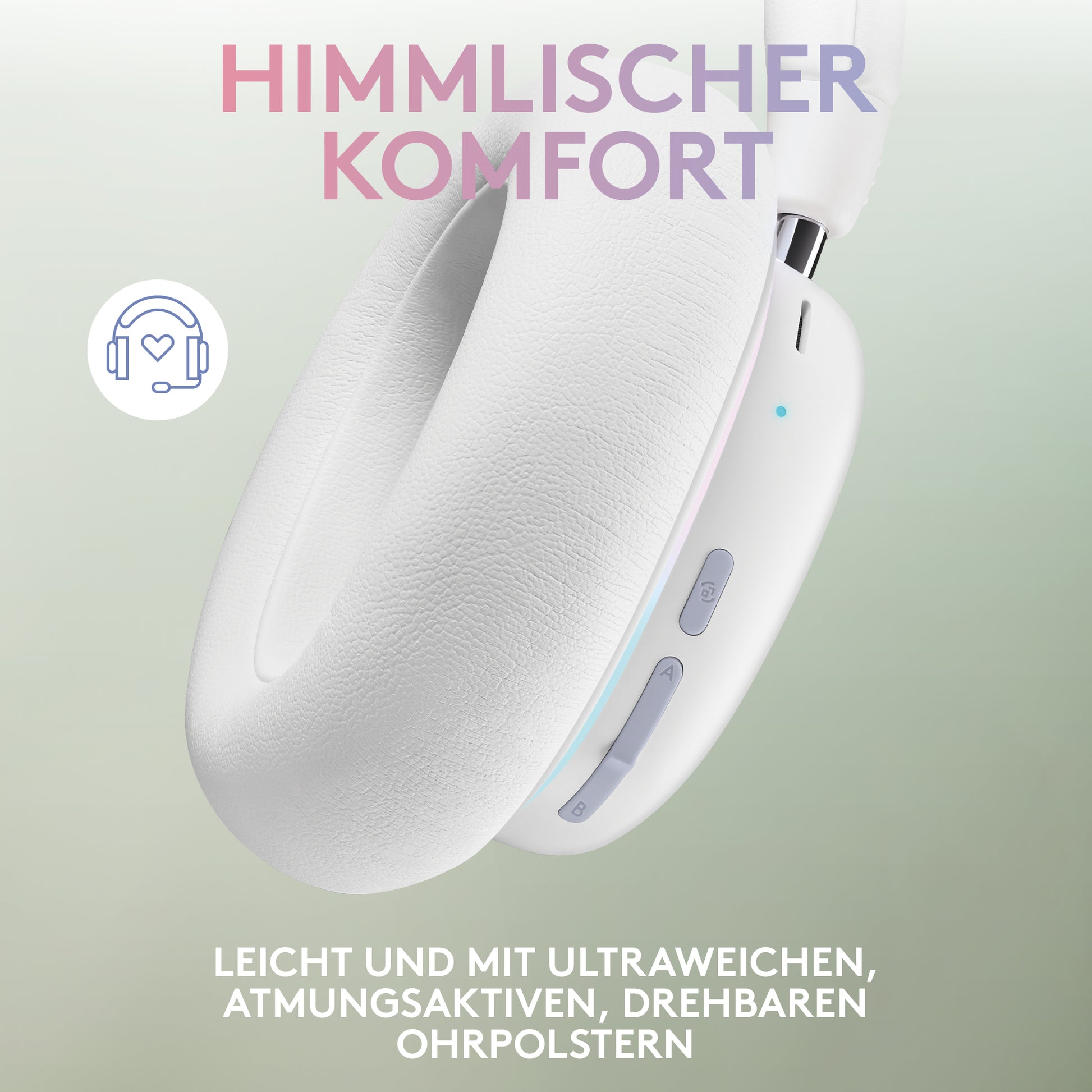Logitech G G735 Gaming-Headset – Over-Ear, Stereo, Kabel + BT, mit USB-A-Dongle, Weiss