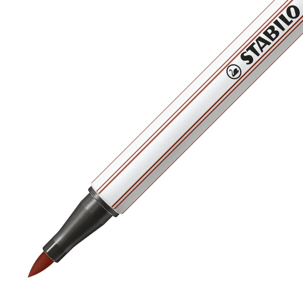 STABILO Pen 68 Brush Filzstift – Pinselspitze, 1 mm, wasservermalbar, Sienna