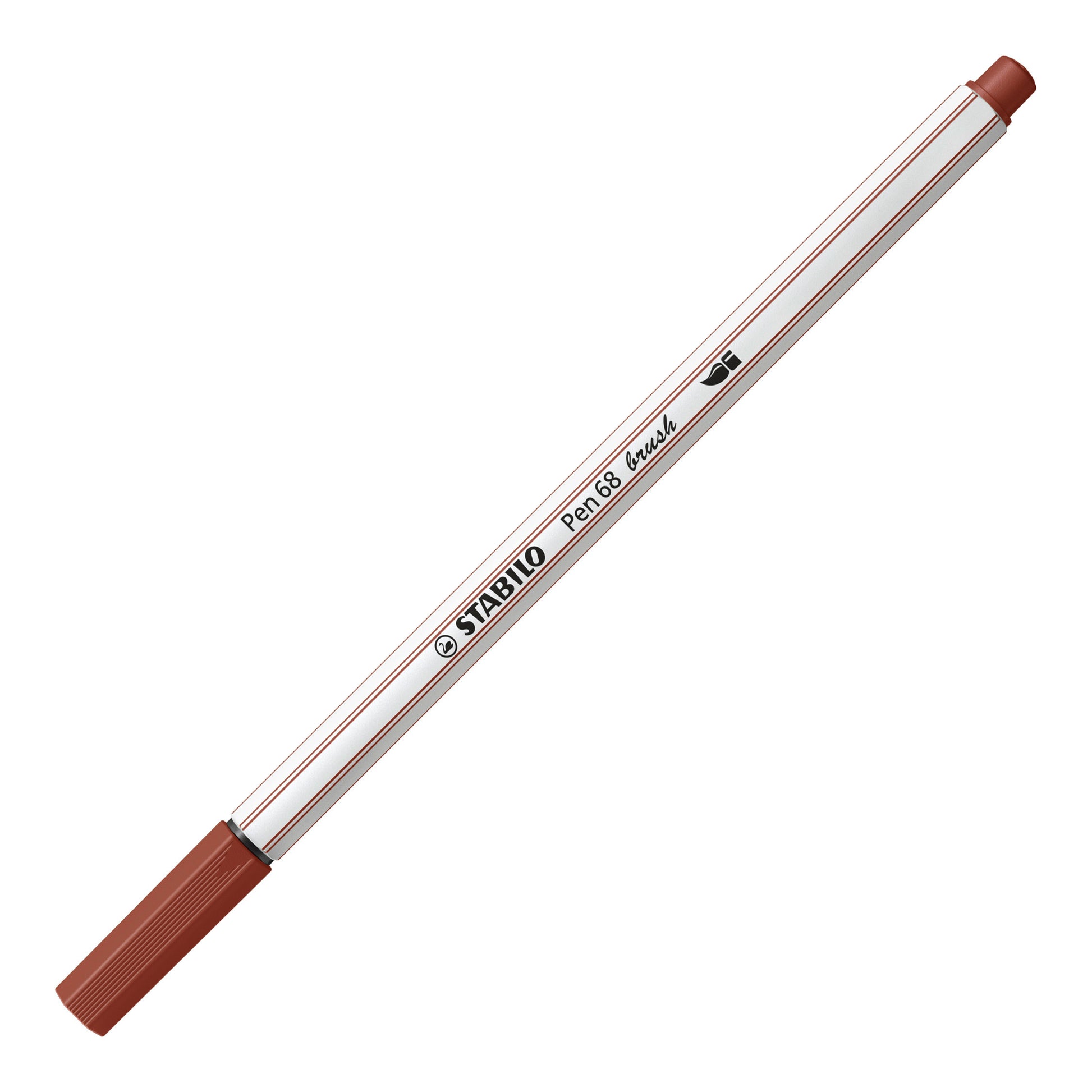 STABILO Pen 68 Brush Filzstift – Pinselspitze, 1 mm, wasservermalbar, Sienna