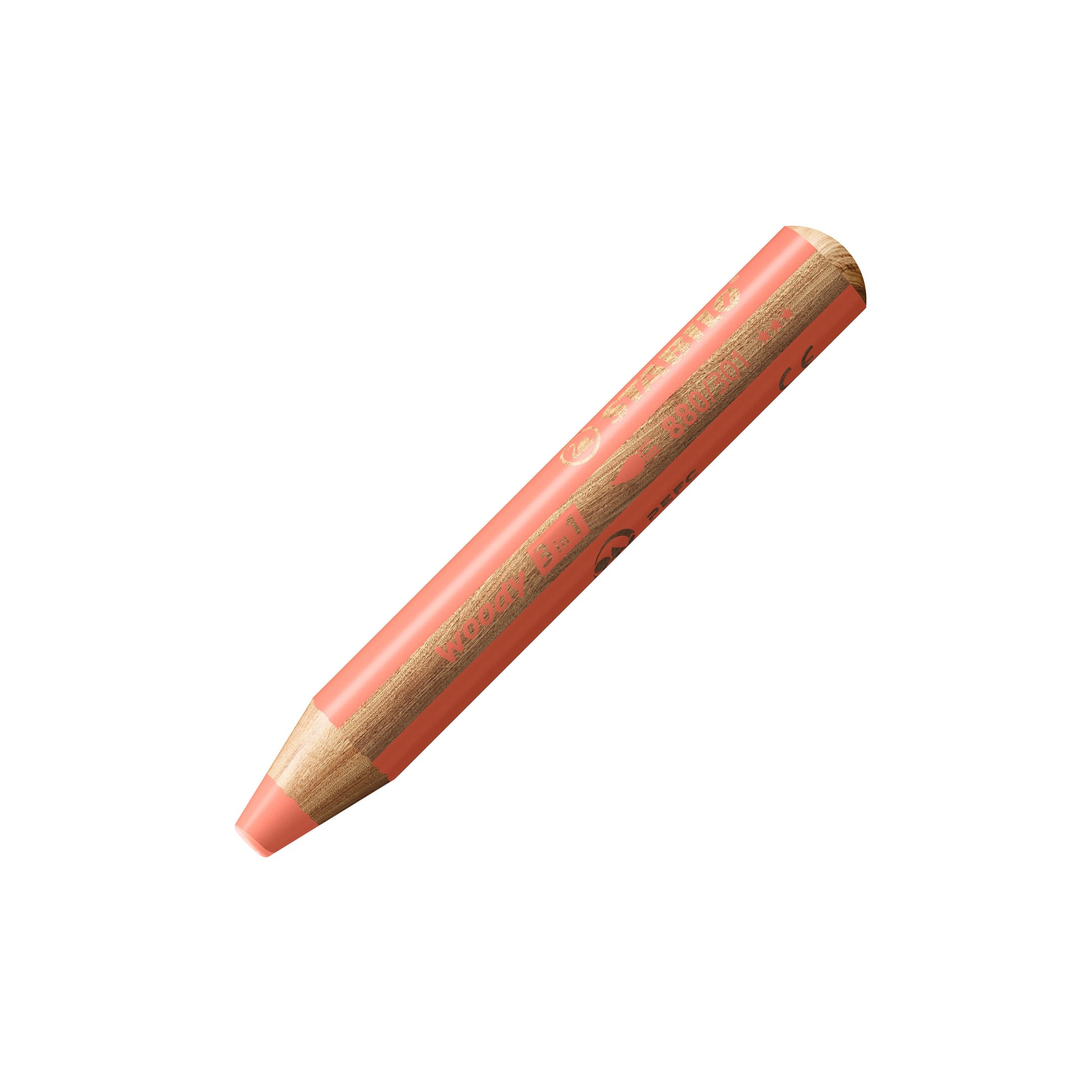 STABILO Buntstifte woody 3 in 1 – 3-in-1, Minen-Ø 10 mm, Einzelstift Rot