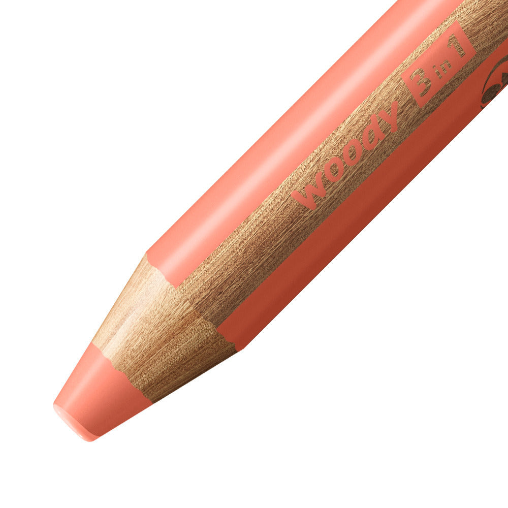 STABILO Buntstifte woody 3 in 1 – 3-in-1, Minen-Ø 10 mm, Einzelstift Rot