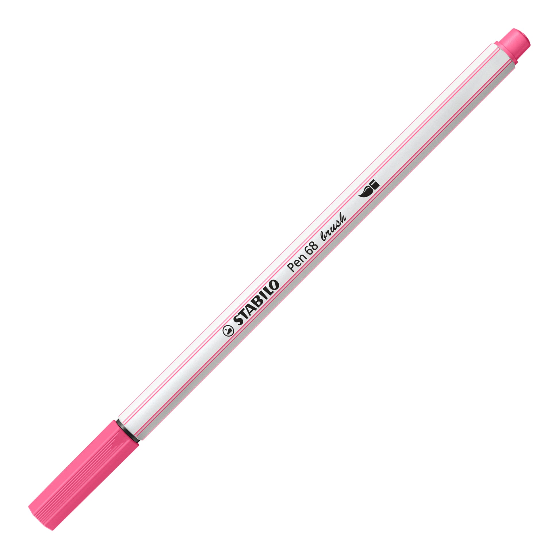 STABILO Pen 68 Brush Fasermaler – Pinselspitze, 1 mm, wasservermalbar, Pink