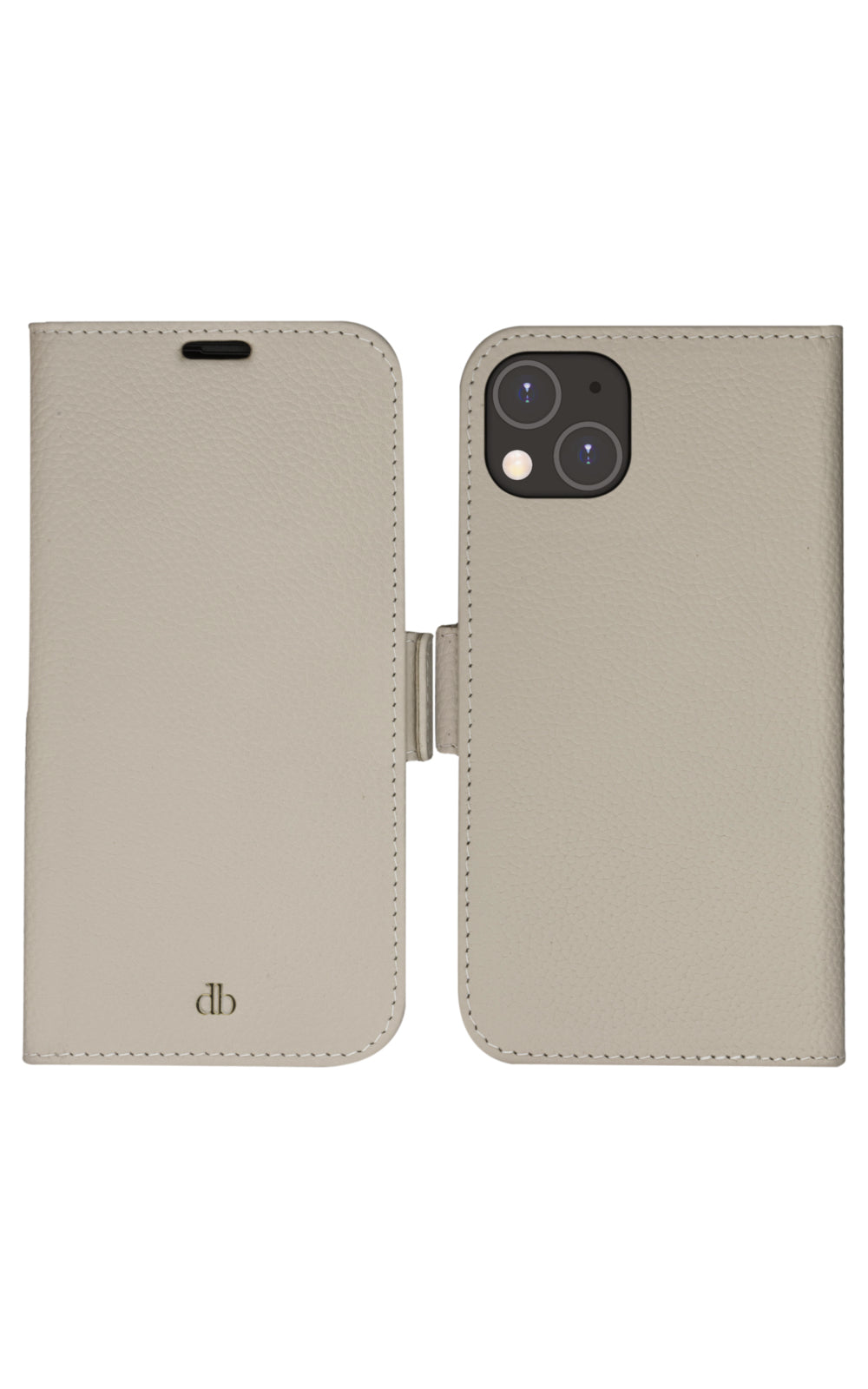 dbramante1928 Wallethülle – für Apple iPhone 14 Plus, 3 Kartenfächer, Leder, Sand, RFID-beständig