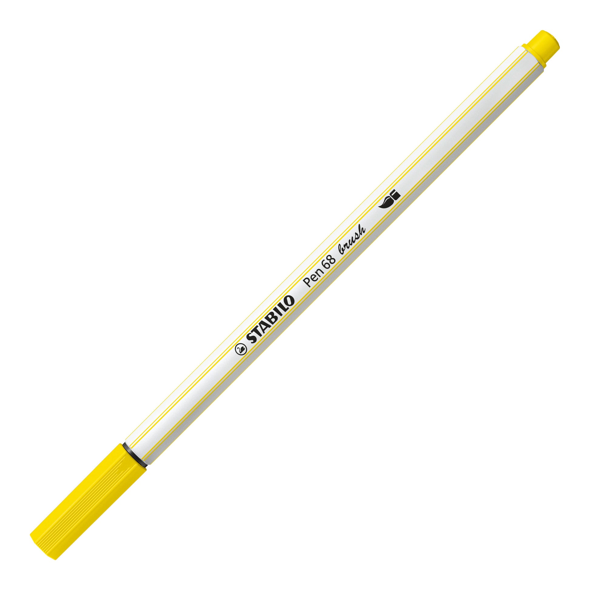 STABILO Pen 68 Filzstift – Pinselspitze, 1 mm, wasservermalbar, zitronengelb