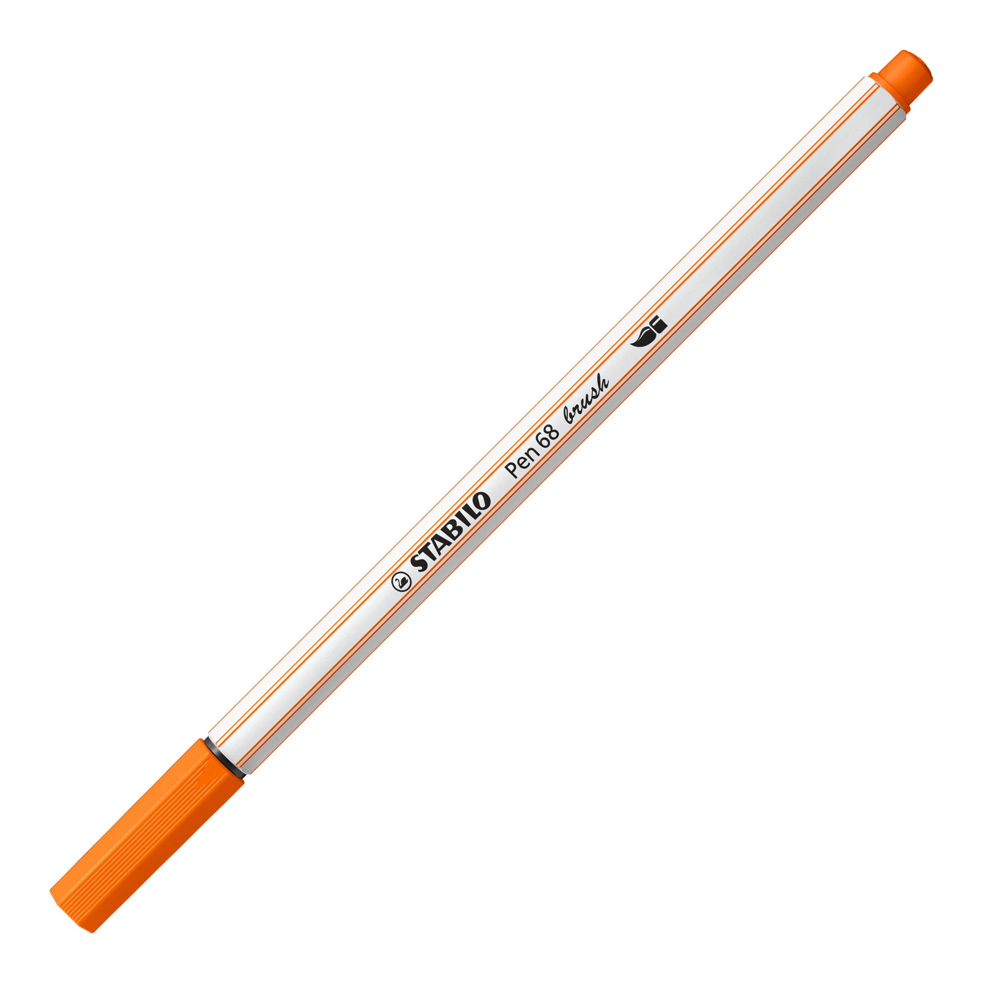 STABILO Pen 68 Brush Fasermaler – Pinselspitze, 1 mm, wasservermalbar, Orange