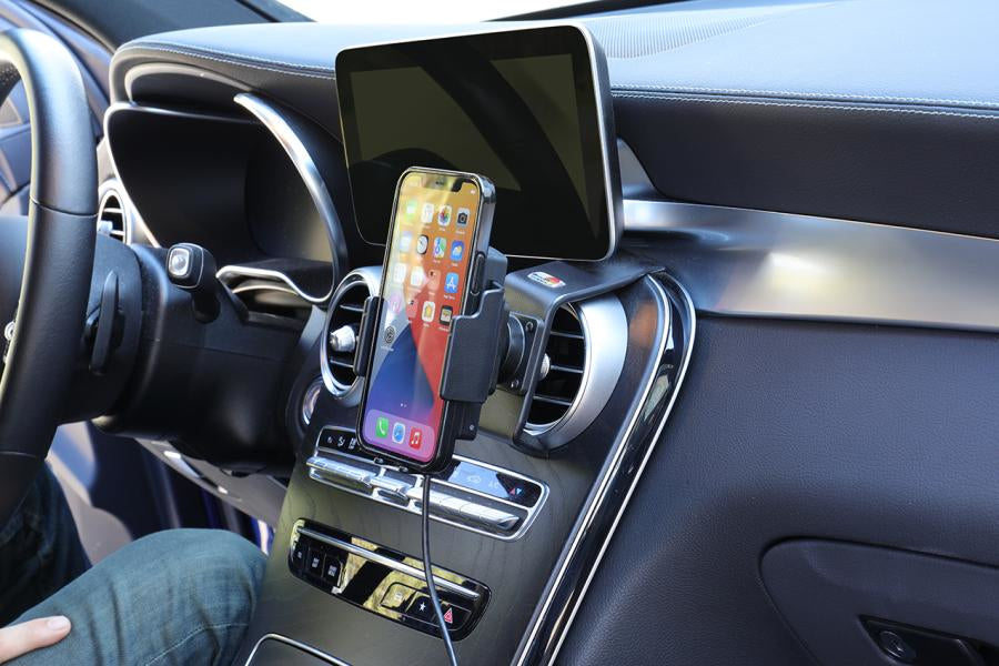 Brodit Kfz-Ladehalterung – Qi – Schraubbefestigung – für iPhone 11 Pro Max/12 Pro Max – Schwarz