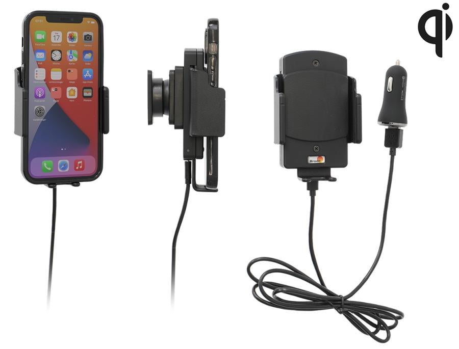 Brodit Kfz-Ladehalterung – Qi – Schraubbefestigung – für iPhone 11 Pro Max/12 Pro Max – Schwarz