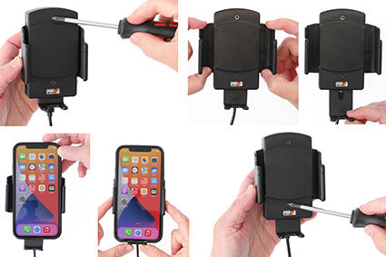Brodit Kfz-Ladehalterung – Qi – Schraubbefestigung – für iPhone 11 Pro Max/12 Pro Max – Schwarz