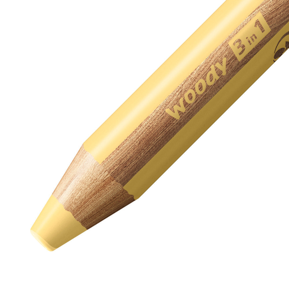 STABILO Buntstifte woody 3 in 1 – 3-in-1, Minen-Ø 10 mm, Einzelstift Gelb
