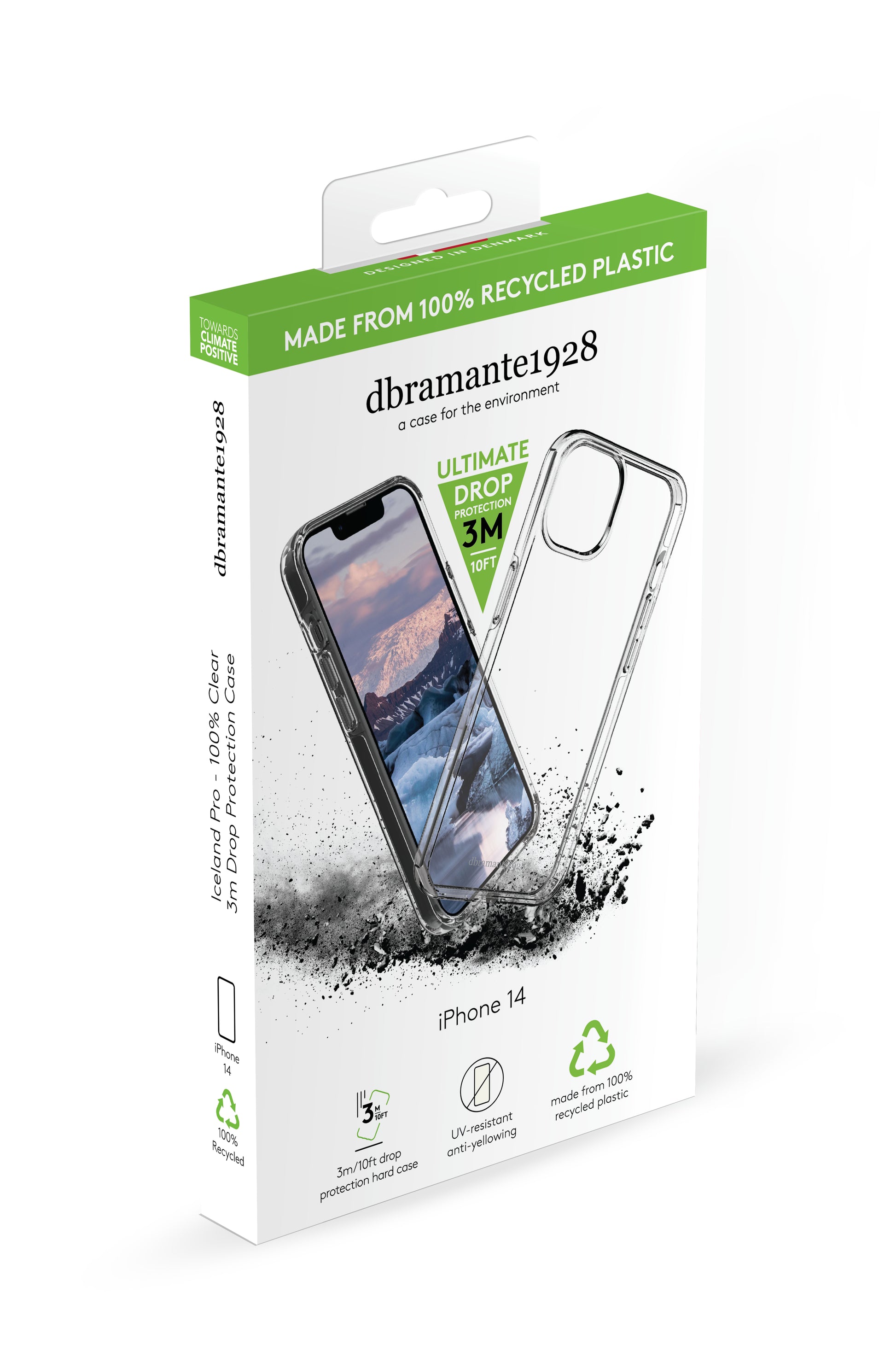 dbramante1928 Backcover – für Apple iPhone 14, Recycling-Kunststoff, transparent, bis 3 m sturzsicher
