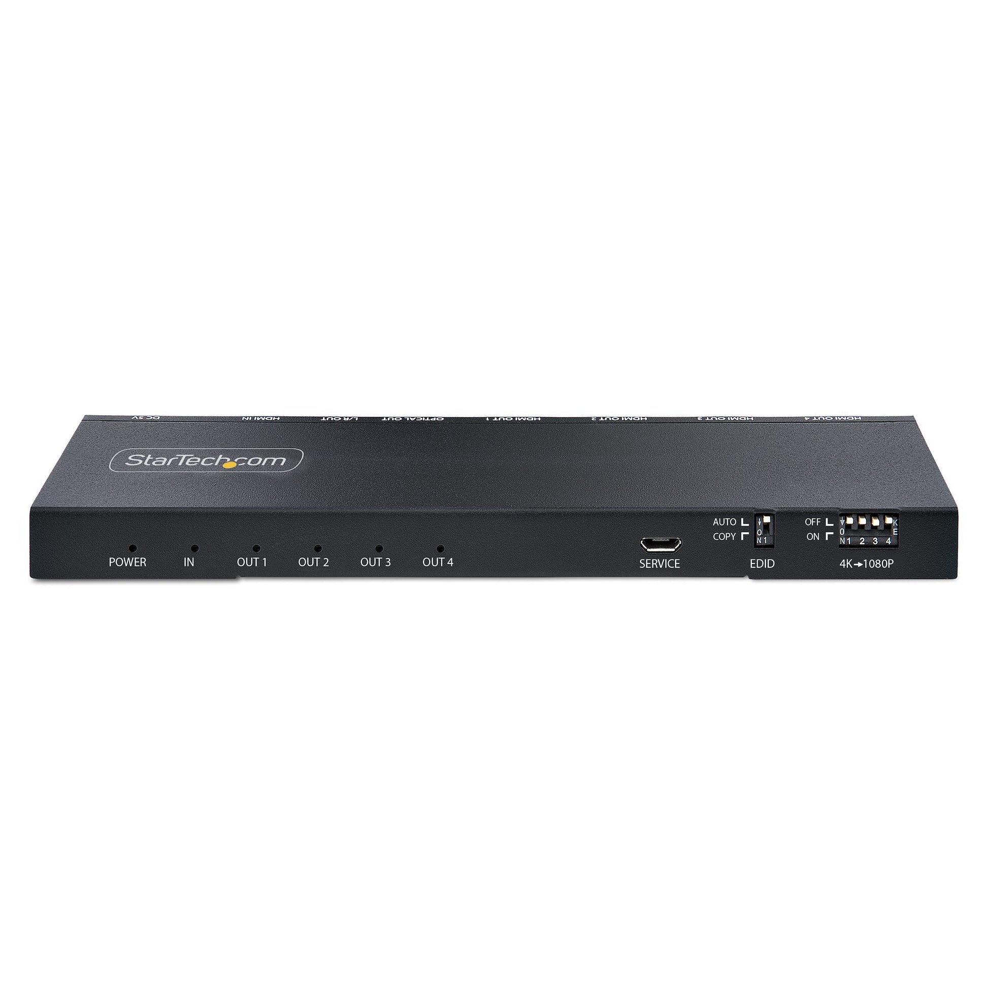 StarTech.com HDMI Splitter, 1×4, 4K@60 Hz, HDMI 2.0b, 5 m, Skalierer, 3,5 mm/Optisch, Schwarz