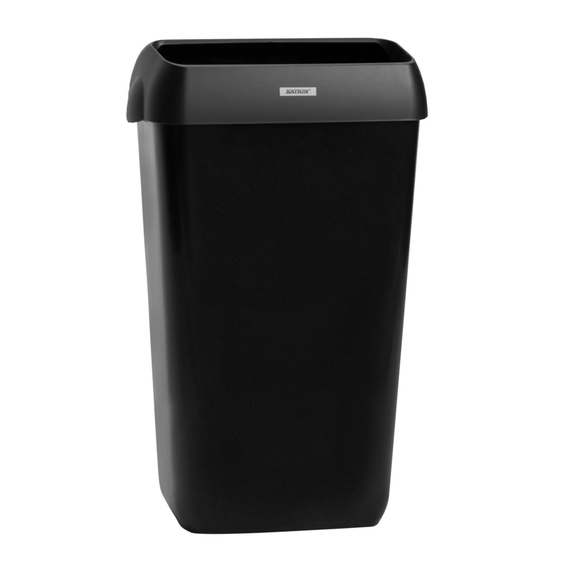 Katrin Abfallcontainer – 25 l, mit Deckel – Kunststoff, schwarz – B × H × T 330 × 550 × 230 mm